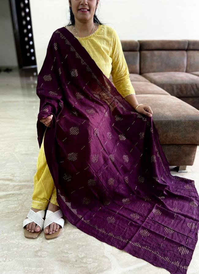 Chanderi Wine Traditional Wear Sequins Work Dupatta